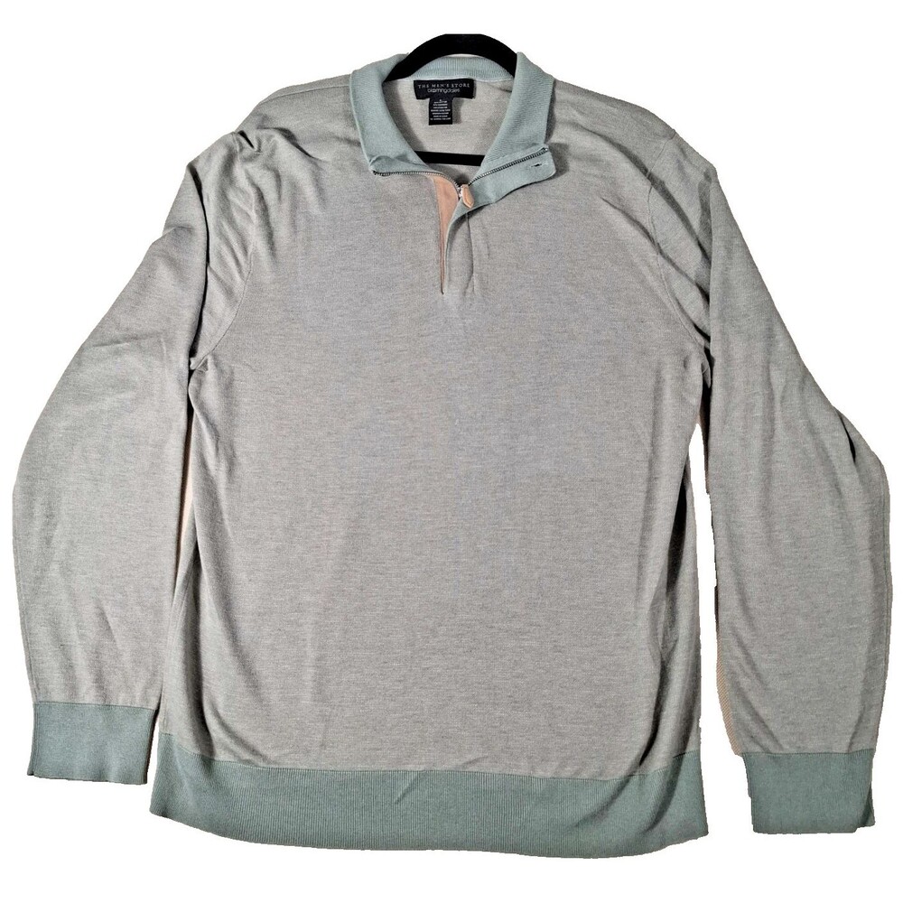 The Men's Store Bloomingdale's Green Cashmere Blend 1/4 Zip Sweater-Men's L